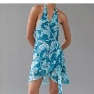 Urban Outfitters Blue and White Halter Mini Dress